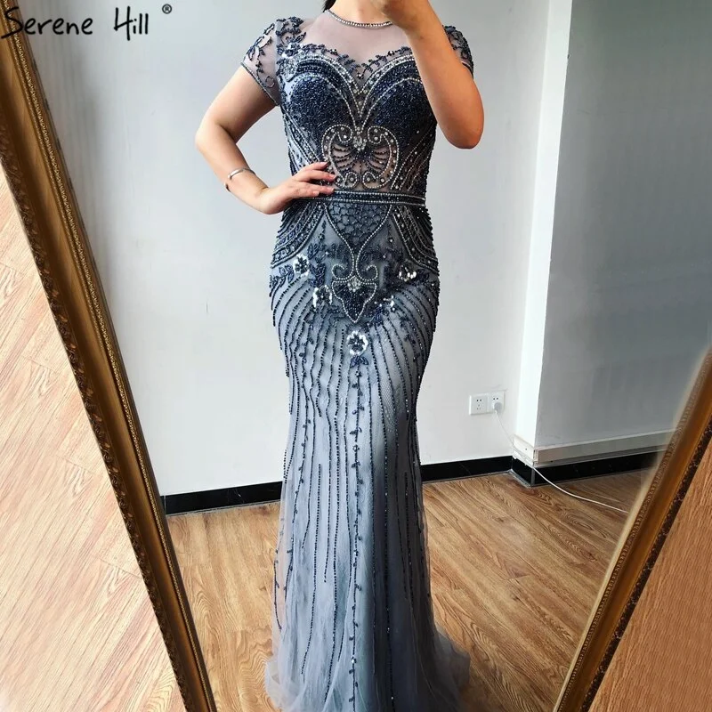 Instant Discount Dubai Grey Mermaid O-Neck Design Evening Dresses Beading Diamond Luxury Cap Sleeve Formal Dress 2024 Serene Hill LA70152 Instant Discount Dubai Grey Mermaid O-Neck Design Evening Dresses Beading Diamond Luxury Cap Sleeve Formal Dress 2024 Serene Hill LA70152