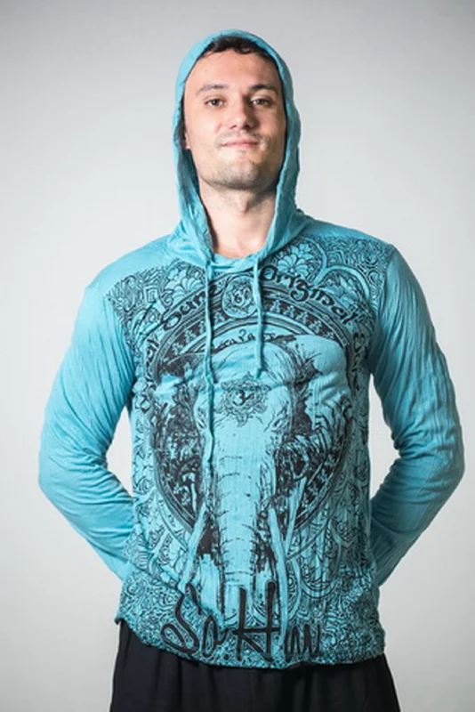 Now or Never Sure Design Unisex Wild Elephant Hoodie Turquoise