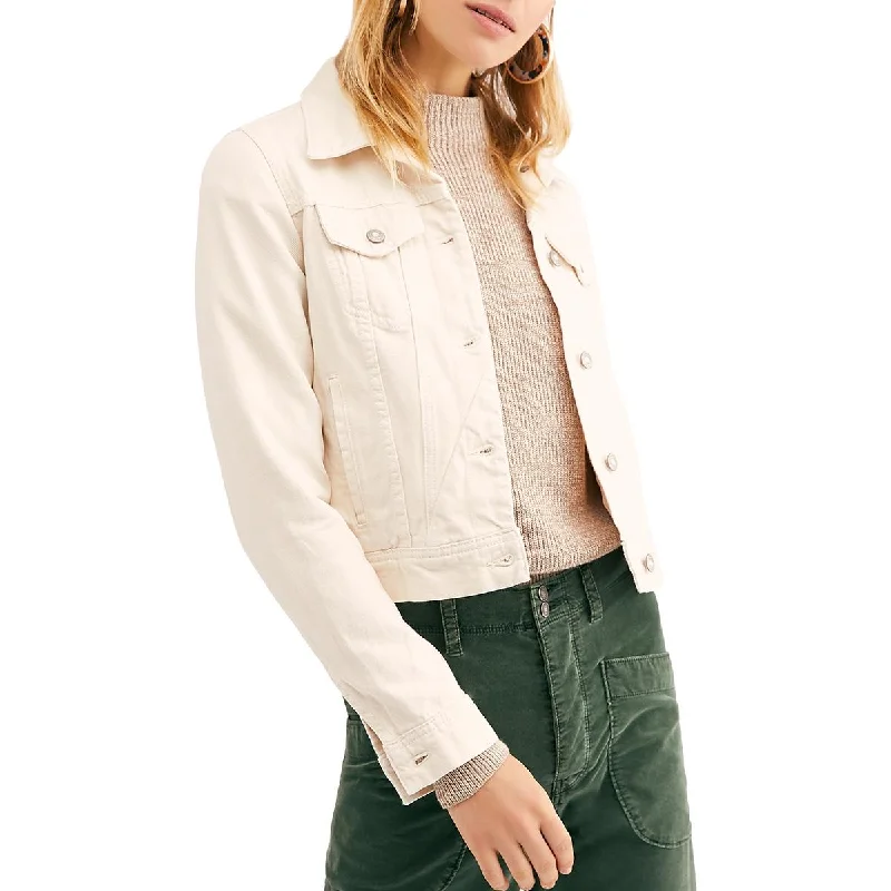 Final Clearance Free People Womens Rumors Short Casual Denim Jacket