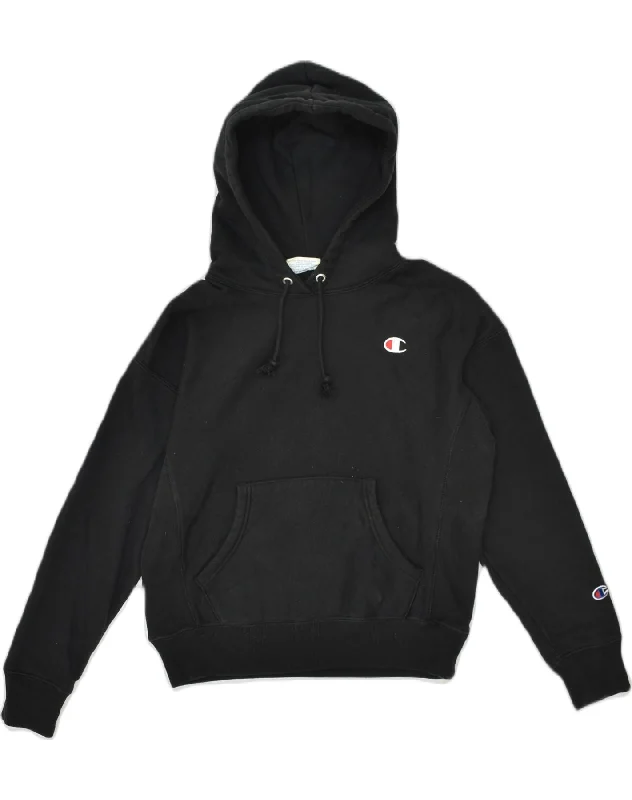 Quick Sale CHAMPION Womens Hoodie Jumper UK 10 Small Black Cotton