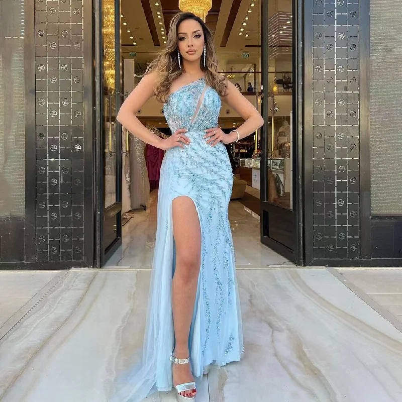 Special Price Serene Hill Blue Sexy One Shoulder Mermaid Elegant Beaded Arabic Evening Dresses Gowns For Woman Wedding Party 2024 LA71653B Special Price Serene Hill Blue Sexy One Shoulder Mermaid Elegant Beaded Arabic Evening Dresses Gowns For Woman Wedding Party 2024 LA71653B