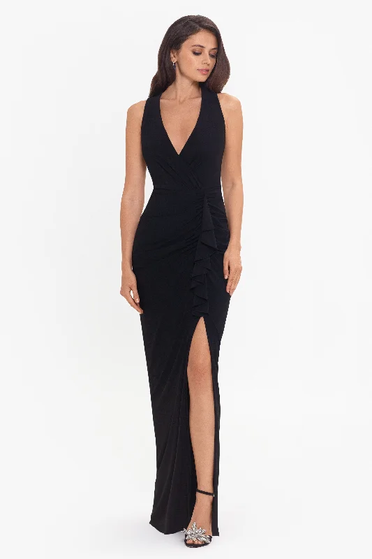 Amazing Deals Petite "Bobbi" Ruffled V-Neck Gown