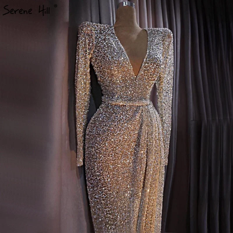 Final Markdown On Sale No Return No Refund Dubai Luxury Gold Long Sleeves Latest Designs Beading Sequined Evening Gown LA60769 Final Markdown On Sale No Return No Refund Dubai Luxury Gold Long Sleeves Latest Designs Beading Sequined Evening Gown LA60769