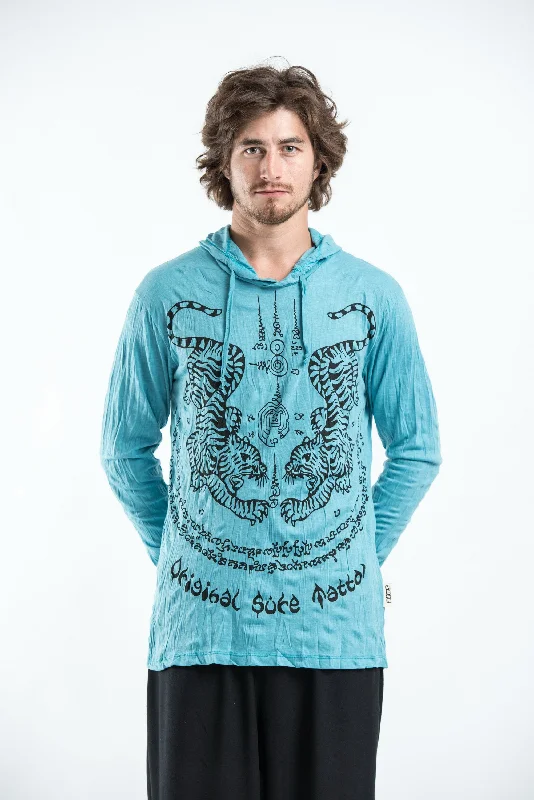 Year-End Clearance Sure Design Unisex Thai Tattoo Hoodie Turquoise