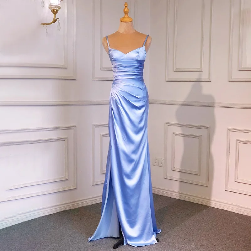 Grand Opening Sale Serene Hill Sexy Spaghetti Straps Blue Mermaid Elegant Backless Satin Arabic Evening Dresses Gowns 2024 For Women Party LA71738 Grand Opening Sale Serene Hill Sexy Spaghetti Straps Blue Mermaid Elegant Backless Satin Arabic Evening Dresses Gowns 2024 For Women Party LA71738