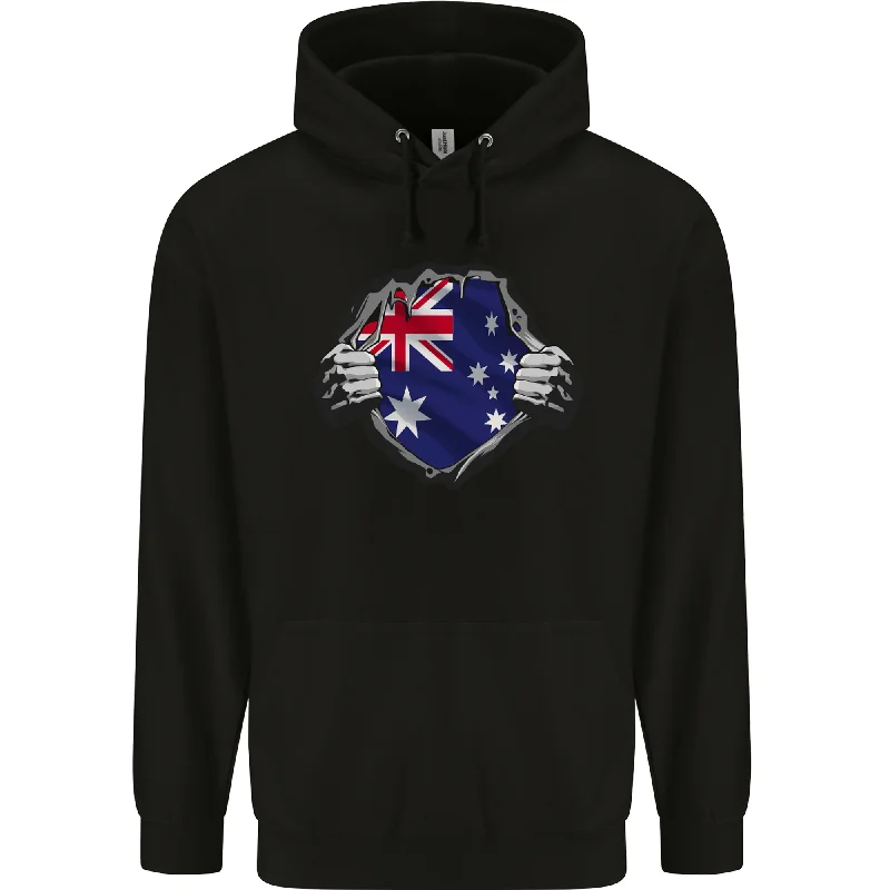 Super Sale Australian Flag Ripped  Australia Day Gym Mens 80% Cotton Hoodie