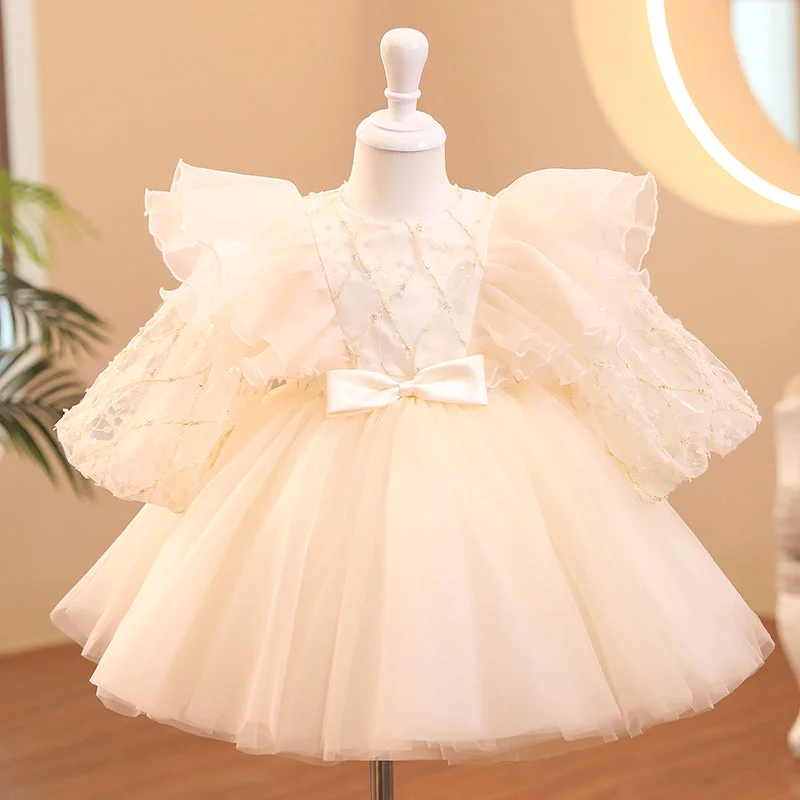 Best Deals Baby Girl Dress Toddler Ball Gowns Pageant Baptism Puff Sleeve Princess Dress