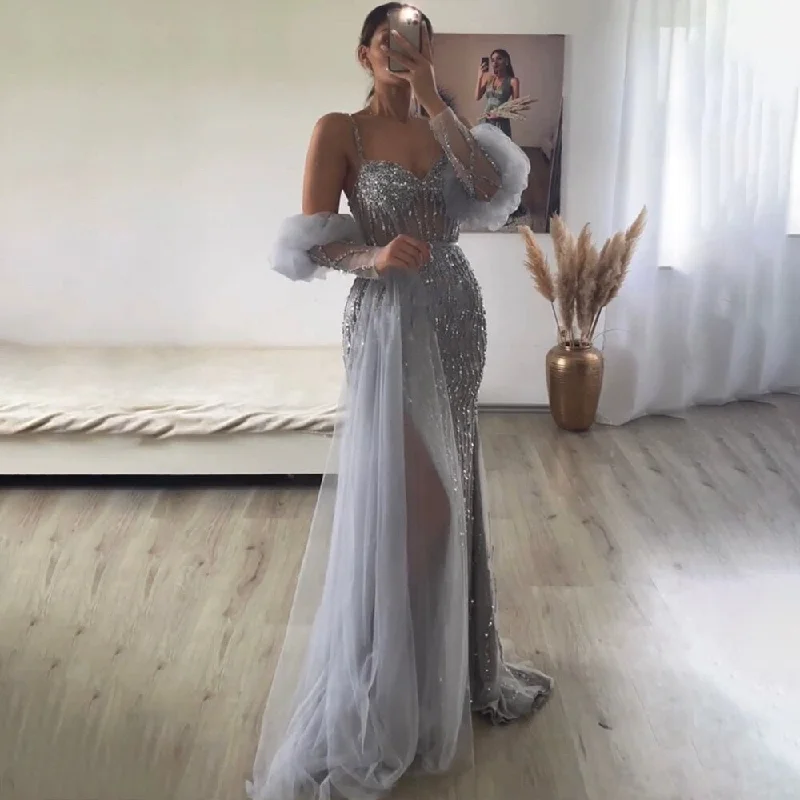 Act Now Serene Hill Sexy Gray Beaded Party High Split Spaghetti Straps Mermaid Balloon Sleeves Evening Dresses Gowns 2024 LA71571A Act Now Serene Hill Sexy Gray Beaded Party High Split Spaghetti Straps Mermaid Balloon Sleeves Evening Dresses Gowns 2024 LA71571A