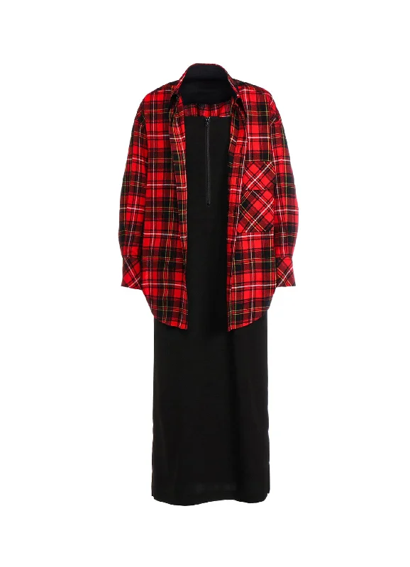 New Deals TARTAN CHECK DOUBLE LAYERED DRESS