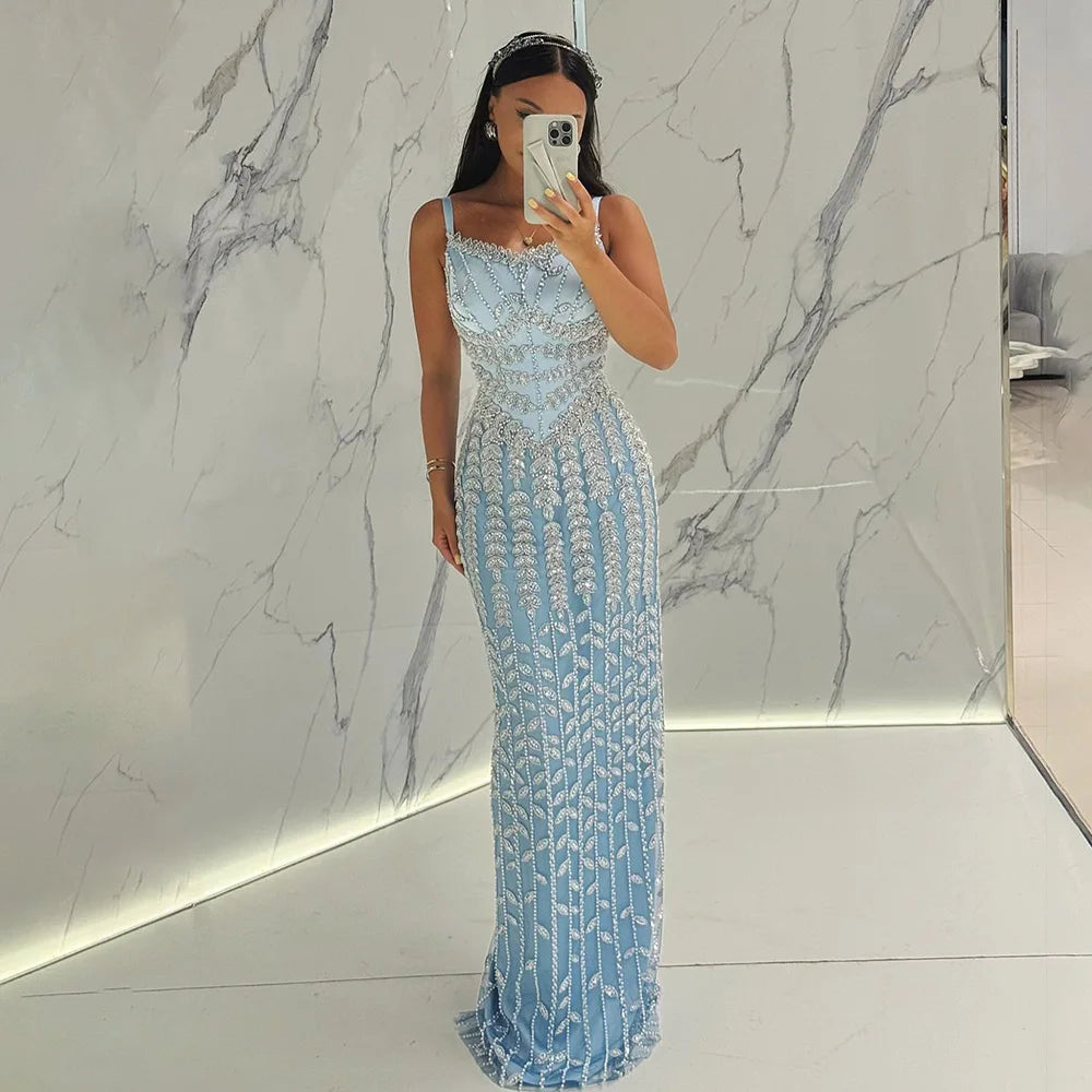 Mega Sale Serene Hill 2024 Arabic Blue Spaghetti Strap Mermaid Gown Luxury Beaded Saudi Evening Dress for Formal Occasion LA72725 Mega Sale Serene Hill 2024 Arabic Blue Spaghetti Strap Mermaid Gown Luxury Beaded Saudi Evening Dress for Formal Occasion LA72725