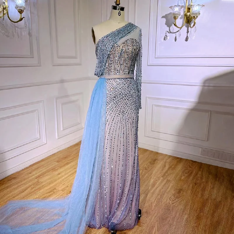 Deal of the Day Serene Hill Blue Elegant Mermaid Sexy One Shoulder Beaded Luxury Evening Dresses Gowns For Women Party 2023 LA71429A Deal of the Day Serene Hill Blue Elegant Mermaid Sexy One Shoulder Beaded Luxury Evening Dresses Gowns For Women Party 2023 LA71429A