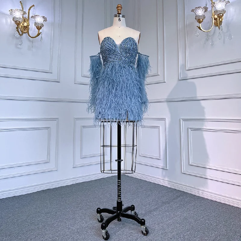 Season Finale Sale Serene Hill Sexy Blue Tube Top Long Sleeves Short Dresses Beaded Mermaid Feather Dress Cocktail Dresses For Women Party LA71770 Season Finale Sale Serene Hill Sexy Blue Tube Top Long Sleeves Short Dresses Beaded Mermaid Feather Dress Cocktail Dresses For Women Party LA71770