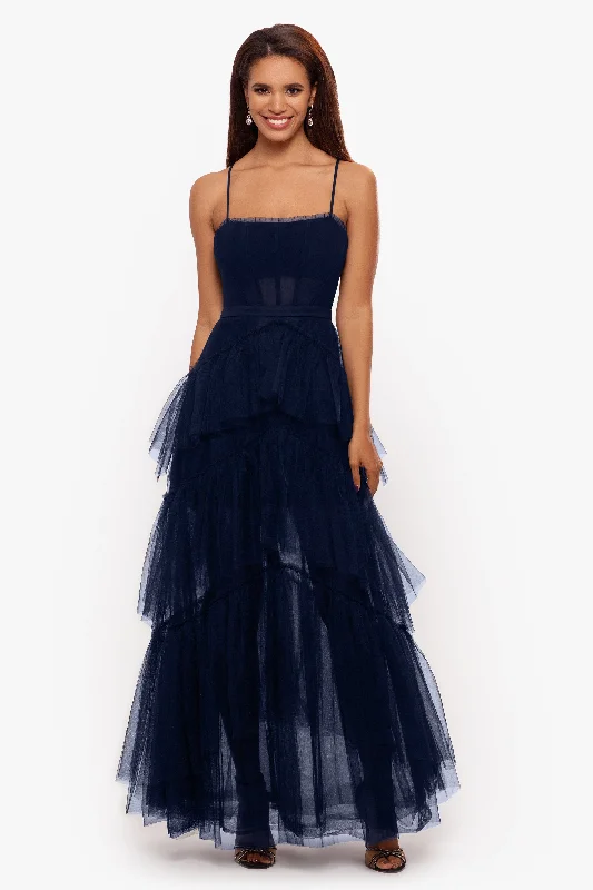 Members Only "Jasmine" Spaghetti Strap Mesh Corset Gown