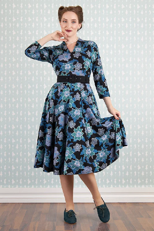 Blowout Sale Hasia-Lee Blue Floral Knit Dress by Miss Candyfloss