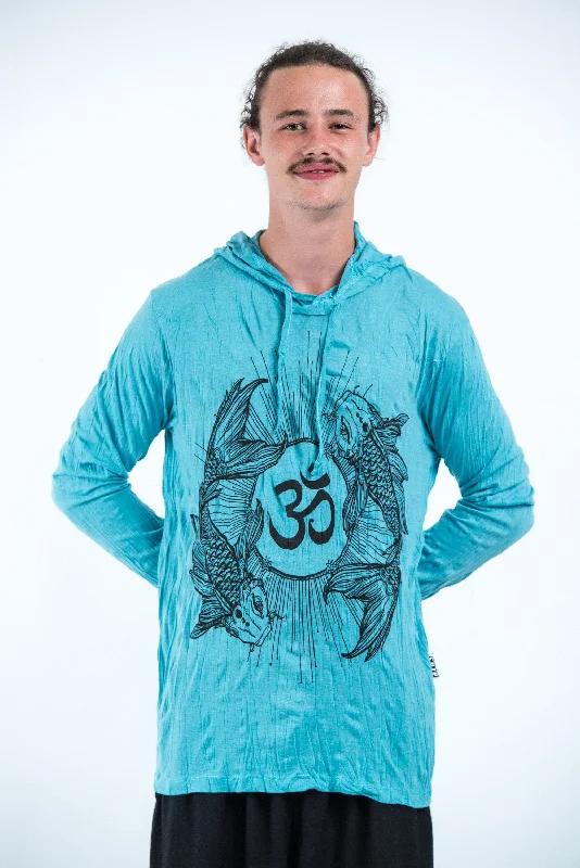 Super Bargain Sure Design Unisex Ohm and Koi fish Hoodie Turquoise