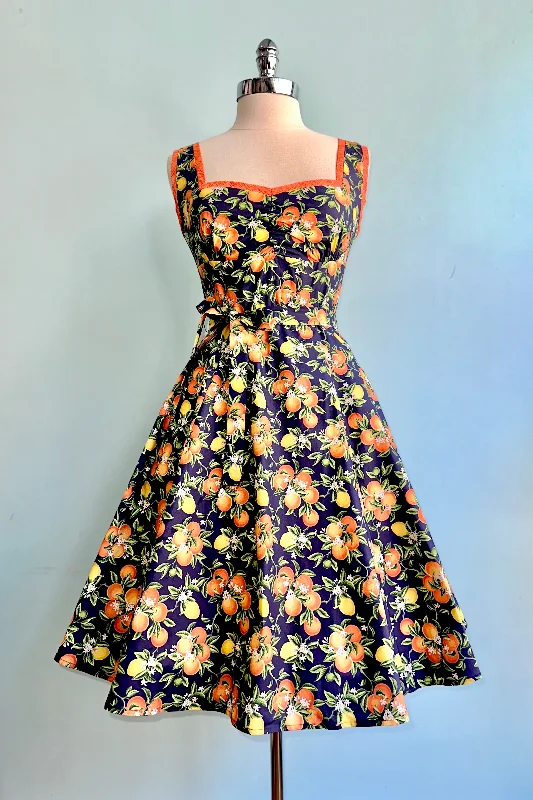 Amazing Deals Navy Oranges Sadie Dress by Heart of Haute