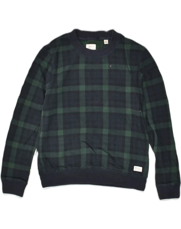 Price Drop JACK WILLS Womens Sweatshirt Jumper UK 6 XS Green Check Cotton