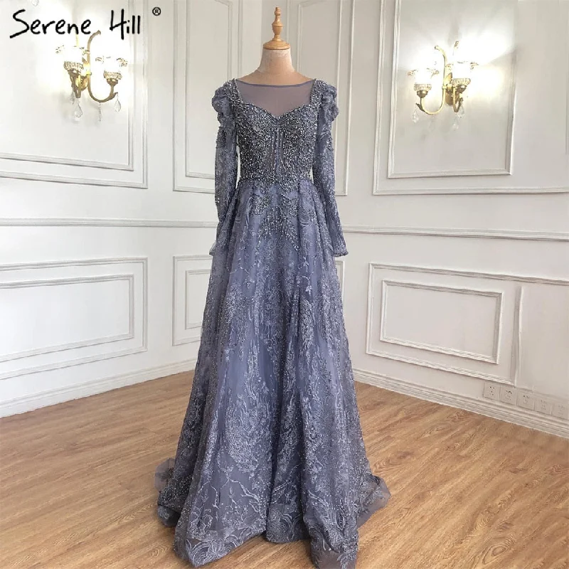 Don’t Miss Out Serene Hill Muslim Luxury Blue Evening Dresses Gowns A-Line Beaded Lace 2024 For Women Party LA71312 Don’t Miss Out Serene Hill Muslim Luxury Blue Evening Dresses Gowns A-Line Beaded Lace 2024 For Women Party LA71312