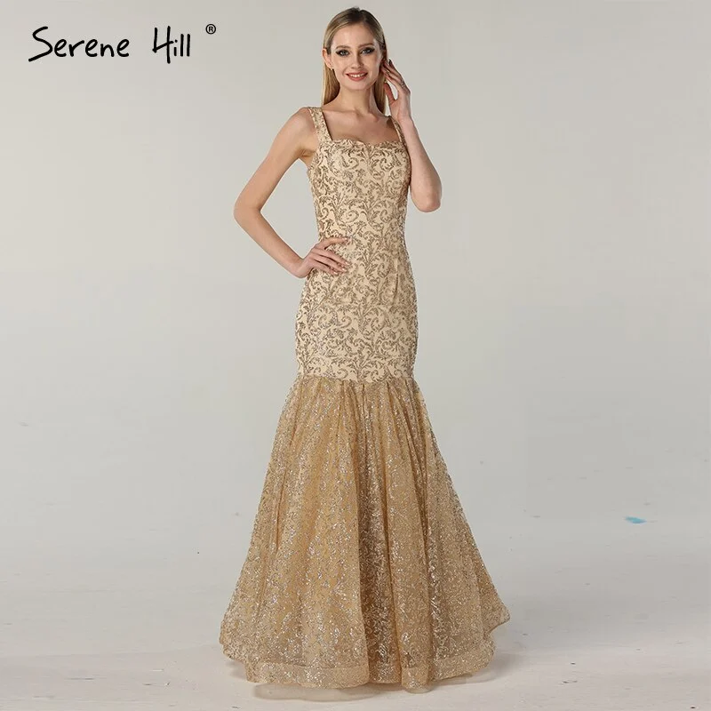 Referral Discount On Sale No Return No Refund  Dubai Design Luxury Gold Glitter Evening Dresses 2024 Boat Neck Sleeveless Sexy Evening Gowns Real Photo LA60701