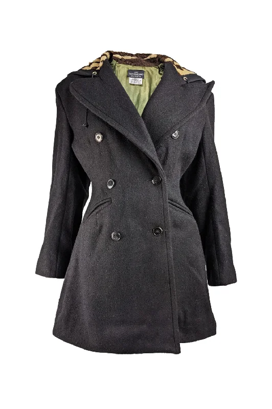 Super Savings Vintage Womens Nipped Waist Wool & Faux Fur Coat, 1980s
