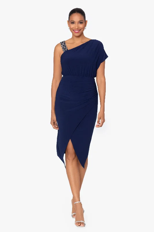 Super Sale "Caitlin" Knee Length Jersey Knit Beaded Strap Dress
