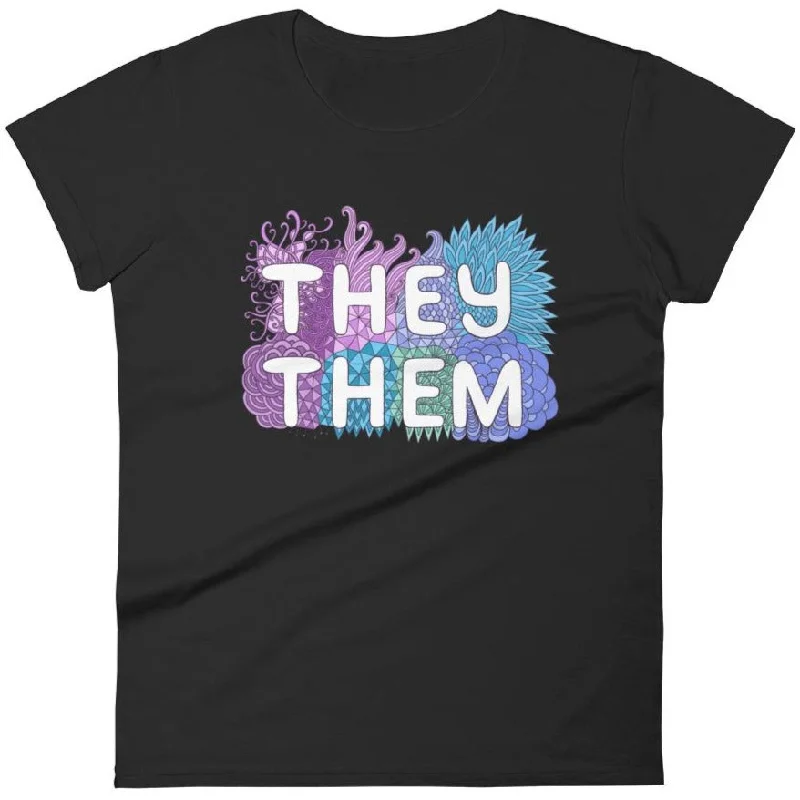 Seasonal Clearance They/Them Pastel Doodles -- Fitted T-Shirt