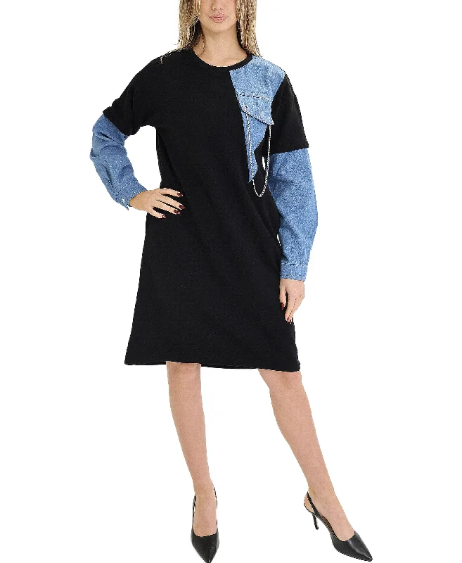 Closeout Sale Denim & Fleece Dress