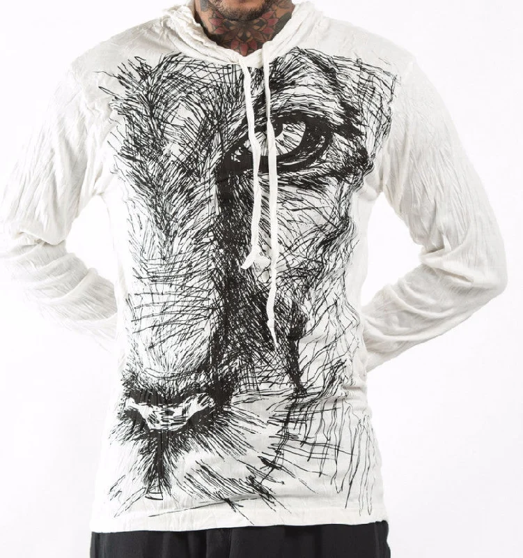 Buy Now Sure Design Unisex Lions Eye Hoodie White