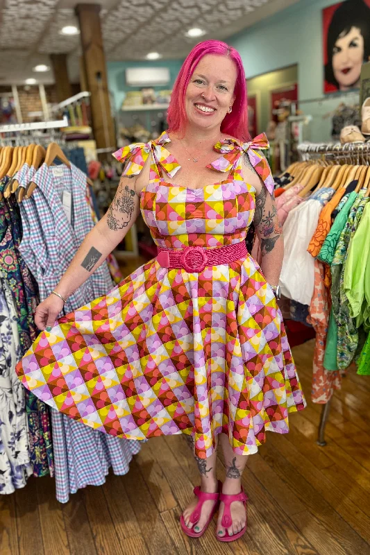 Best Seller Pink Geometric Daisy Sarah Dress by Heart of Haute