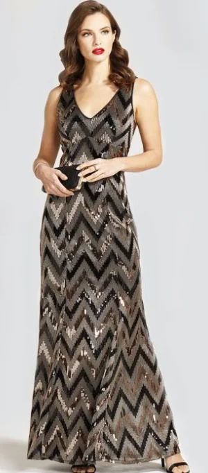 Markdowns Zig Zag Sequin Gown