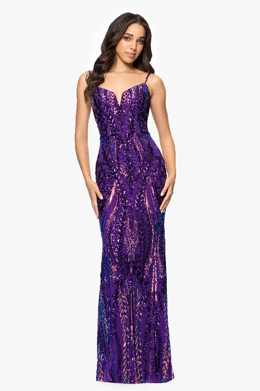 Blowout Deals "Julia" Spaghetti Strap Floor Length Sequin Dress