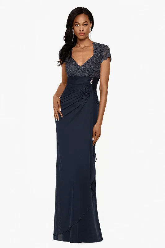 Buy Now "Kim" Sheer Matte Jersey Lace Cap Sleeve Dress