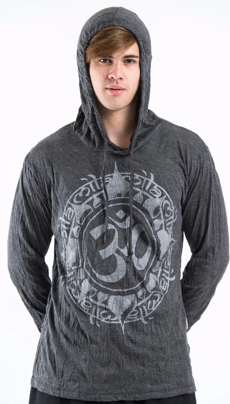 Act Now Sure Design Unisex Infinitee Ohm Hoodie Silver on Black