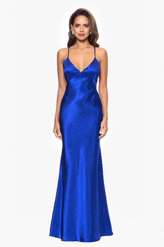 Savings Bonanza Petite "Grace" Long Spaghetti Strap Tieback Dress