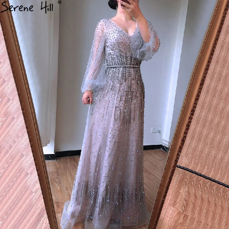 New Markdowns Grey A-Line Luxury Sparkle Dubai Evening Dresses 2024 Beading Long Sleeves Sexy Formal Dress Serene Hill LA70642 New Markdowns Grey A-Line Luxury Sparkle Dubai Evening Dresses 2024 Beading Long Sleeves Sexy Formal Dress Serene Hill LA70642