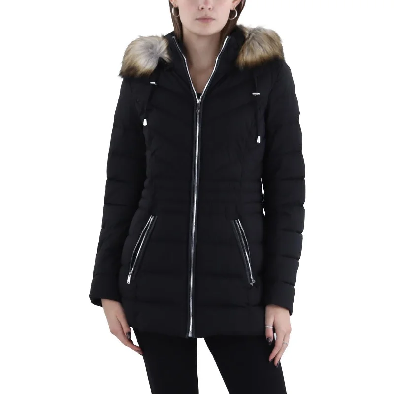 Special Savings Laundry by Shelli Segal Womens Faux Fur Trim Hooded Puffer Jacket