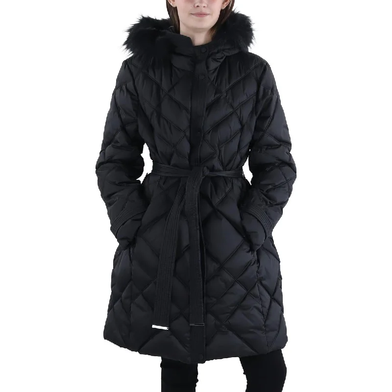 Today’s Deal Laundry by Shelli Segal Womens Faux Fur Trim Hooded Puffer Jacket