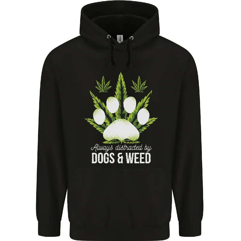 Mega Sale Distracted by Dogs and Weed Funny Mens 80% Cotton Hoodie
