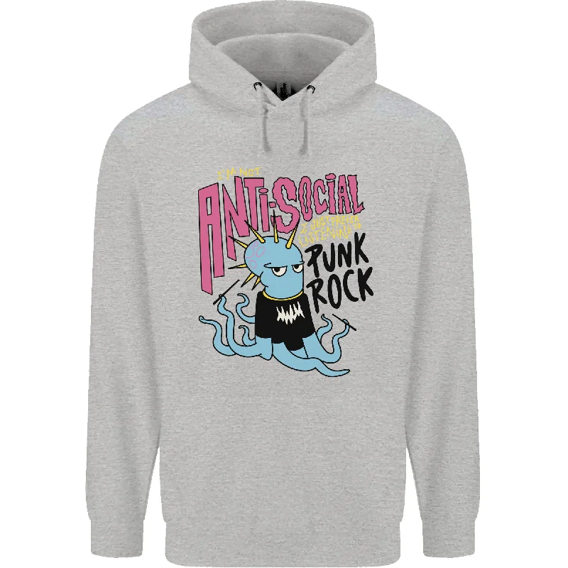 Midnight Madness Anti Social Punk Rock Skinhead Octopus Mens 80% Cotton Hoodie