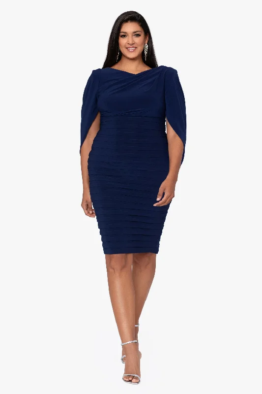 Mega Deal Plus "Giovanna" Short Jersey Knit Banded Skirt Cape Back Dress