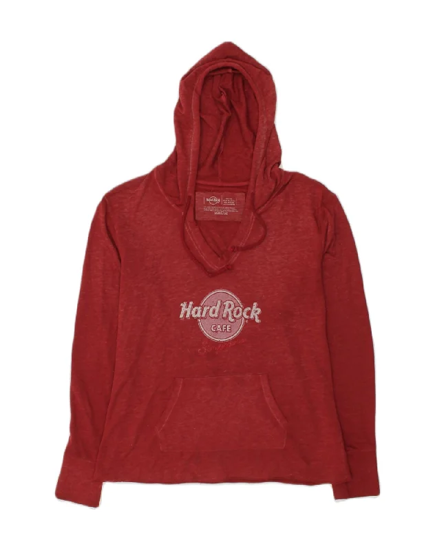 Today Only HARD ROCK CAFE Womens Singapore Hoodie Jumper UK 12 Medium Burgundy Cotton