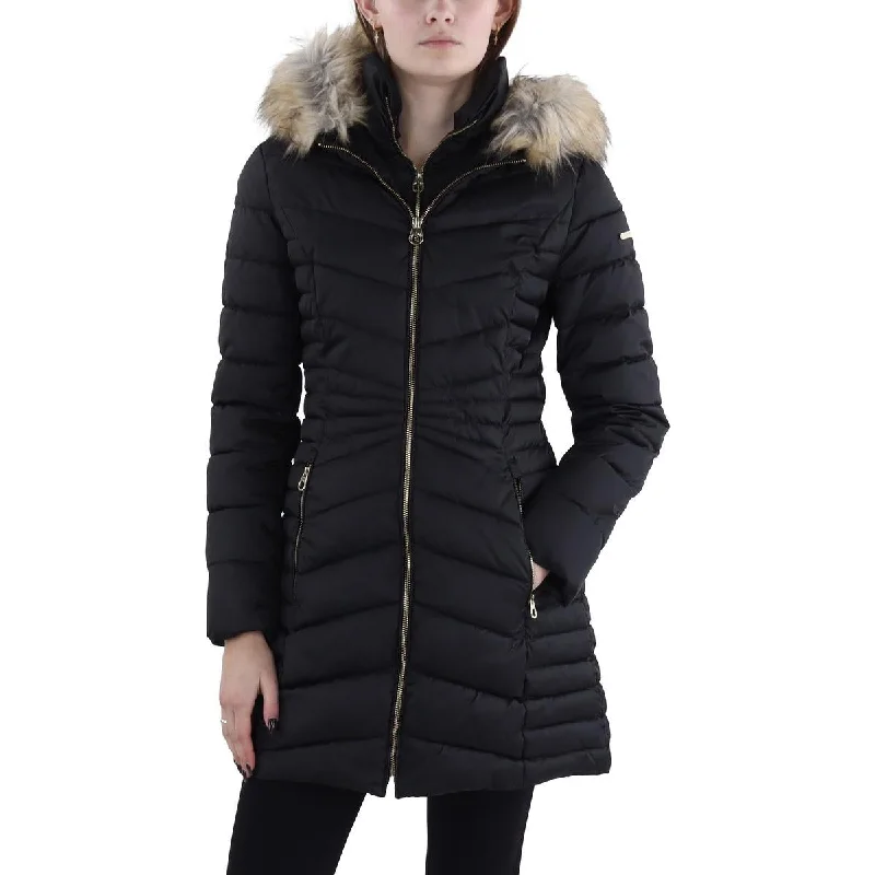 Special Savings Laundry by Shelli Segal Womens Faux Fur Trim Hooded Puffer Jacket