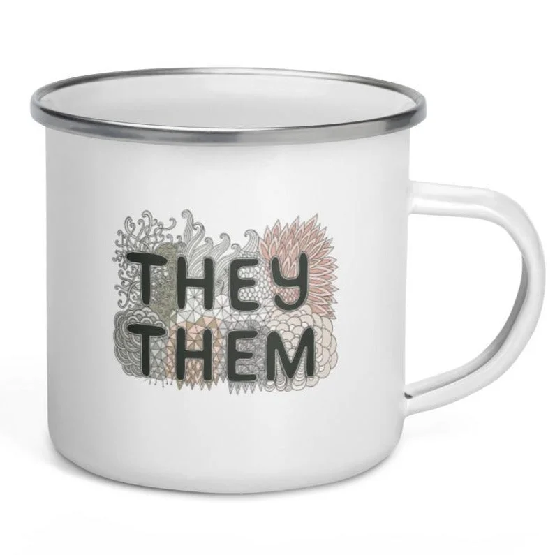 Price Meltdown They/Them Pronouns Doodle -- Enamel Mug