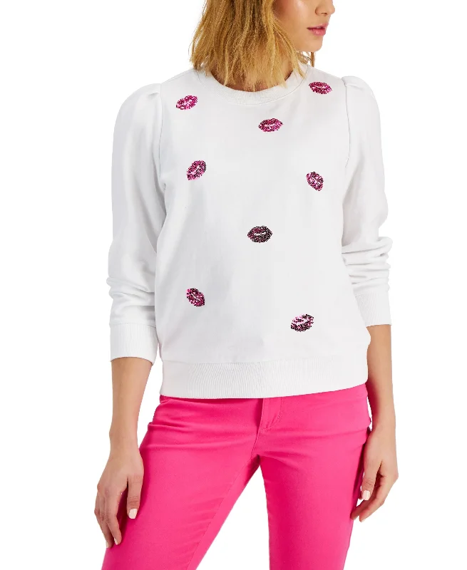Amazing Deals Charter Club Sequin Embellished Lip Graphic Sweatshirt