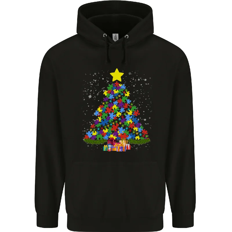 Discount Extravaganza Autism Christmas Tree Autistic Awareness Mens 80% Cotton Hoodie