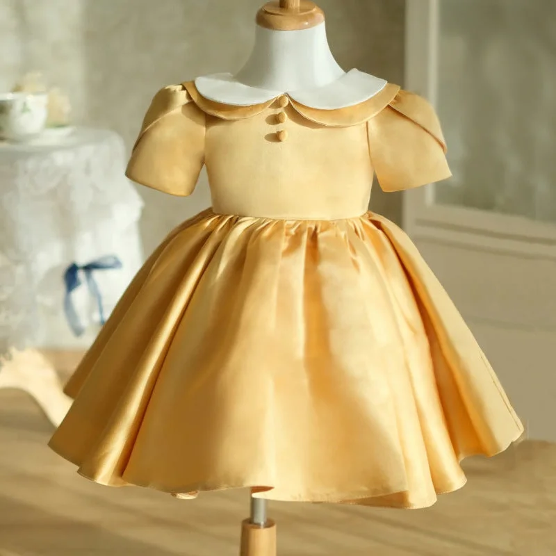 Reduced Prices Baby Girl Dress Toddler Summer Cute Yellow Doll Collar Fluffy Princess Party Dress Reduced Prices Baby Girl Dress Toddler Summer Cute Yellow Doll Collar Fluffy Princess Party Dress