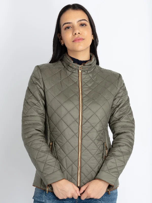 Stock Clearance Womens Quilted High Neck Jacket