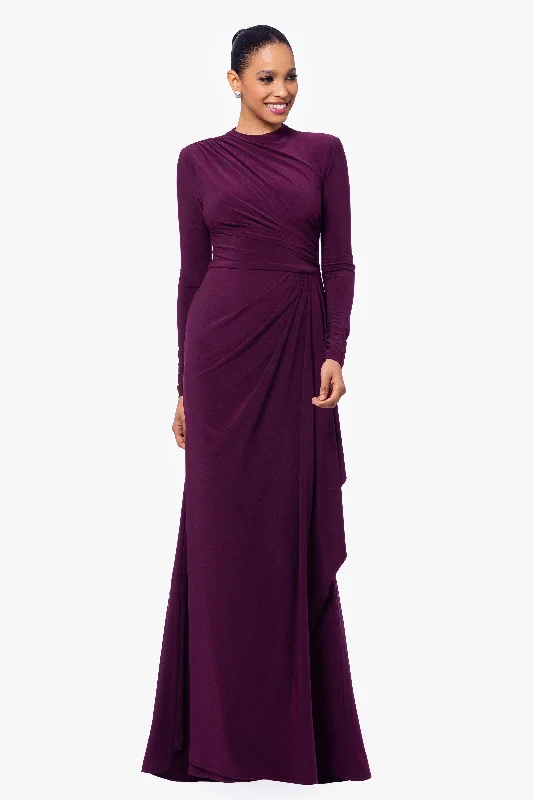 Must-Have Deals "Jeanette" Long Sleeve Stretch Knit Side Ruffle Dress