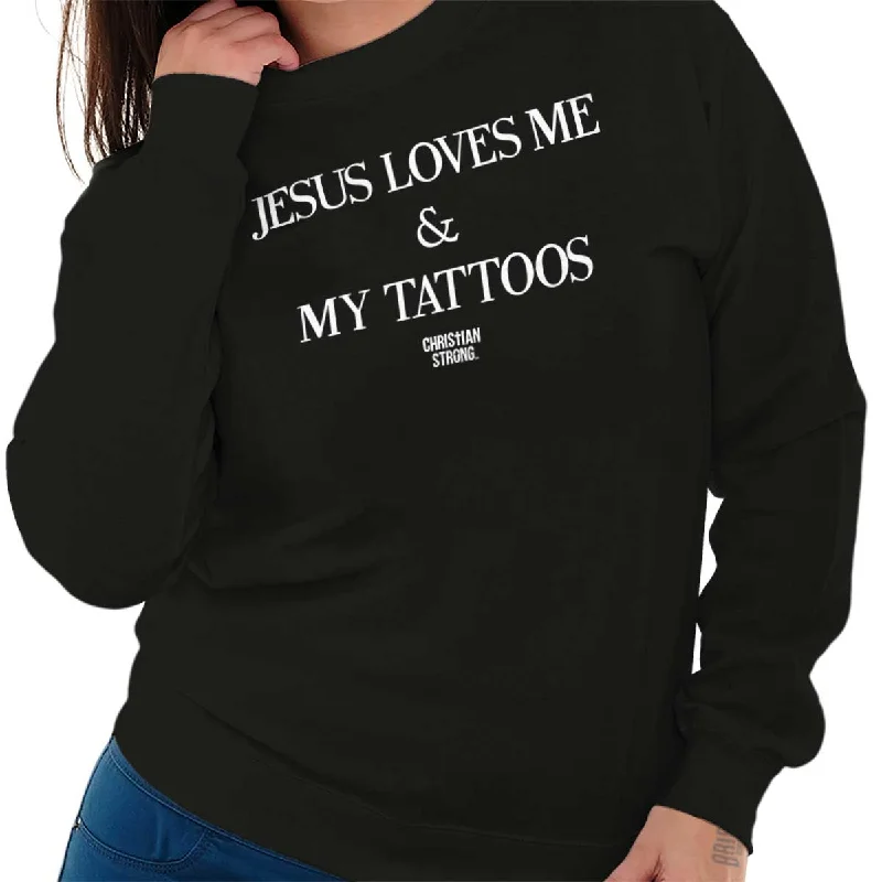 Extra Savings Jesus Loves My Tattoo Crewneck Sweatshirt