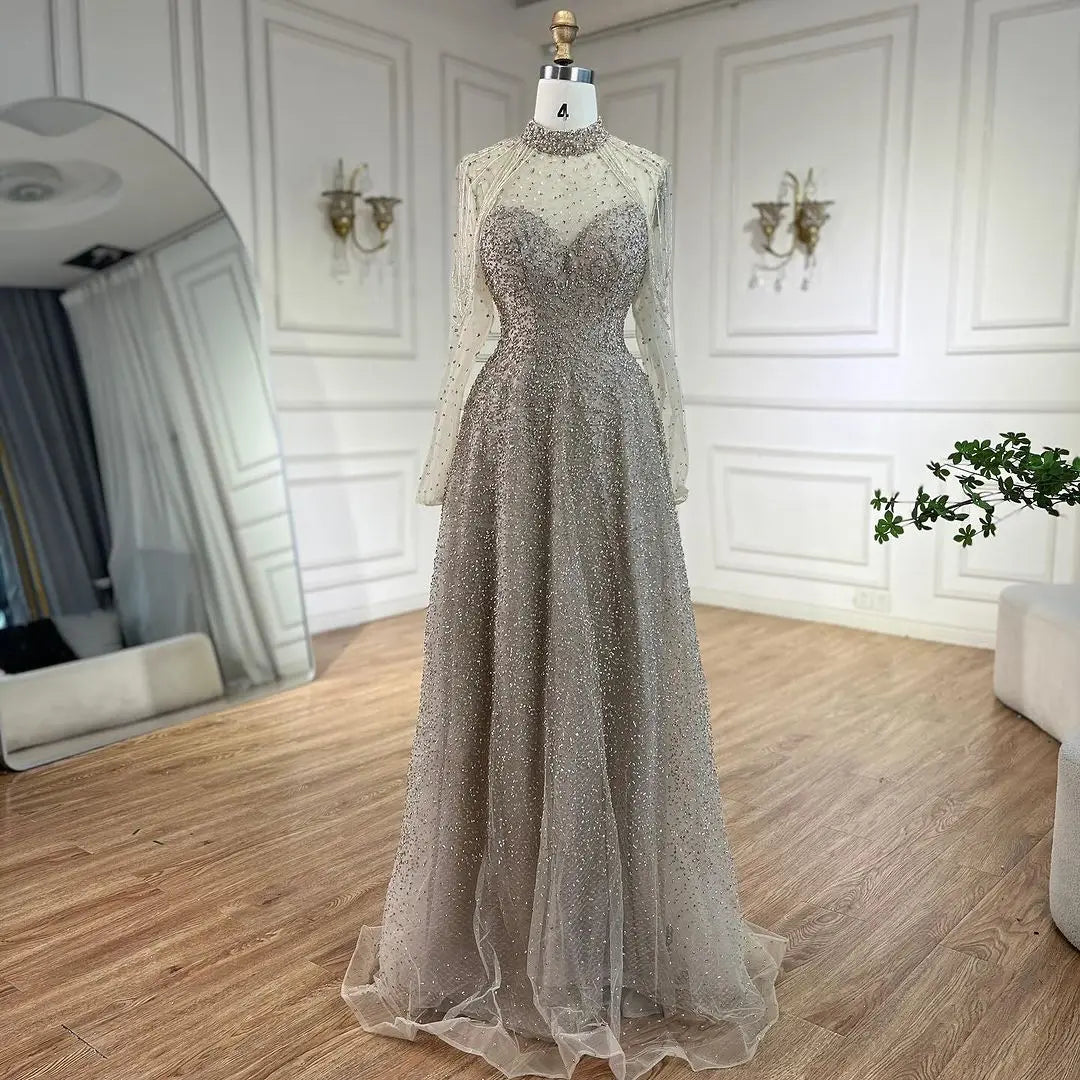 Best Bargains Serene Hill Arabic Nude Mermaid Beaded Tassel Evening Dresses Luxury Gowns 2024 for Women's Wedding Party 2024 LA72570